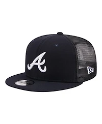 New Era Big Boys and Girls Navy Atlanta Braves 9FIFTY Trucker Snapback Hat