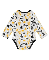 Outerstuff Baby Boys and Girls White Boston Bruins Quick Learner Long Sleeve Bodysuit