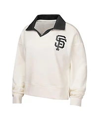 Outerstuff Big Girls White San Francisco Giants Ballpark Hit Collared V-Neck Pullover Sweatshirt