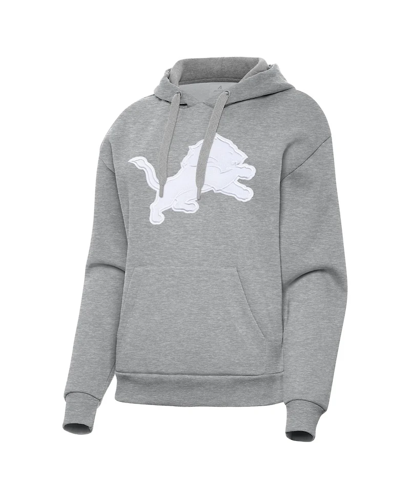 Antigua Women's Heather Gray Detroit Lions Victory Pullover Hoodie