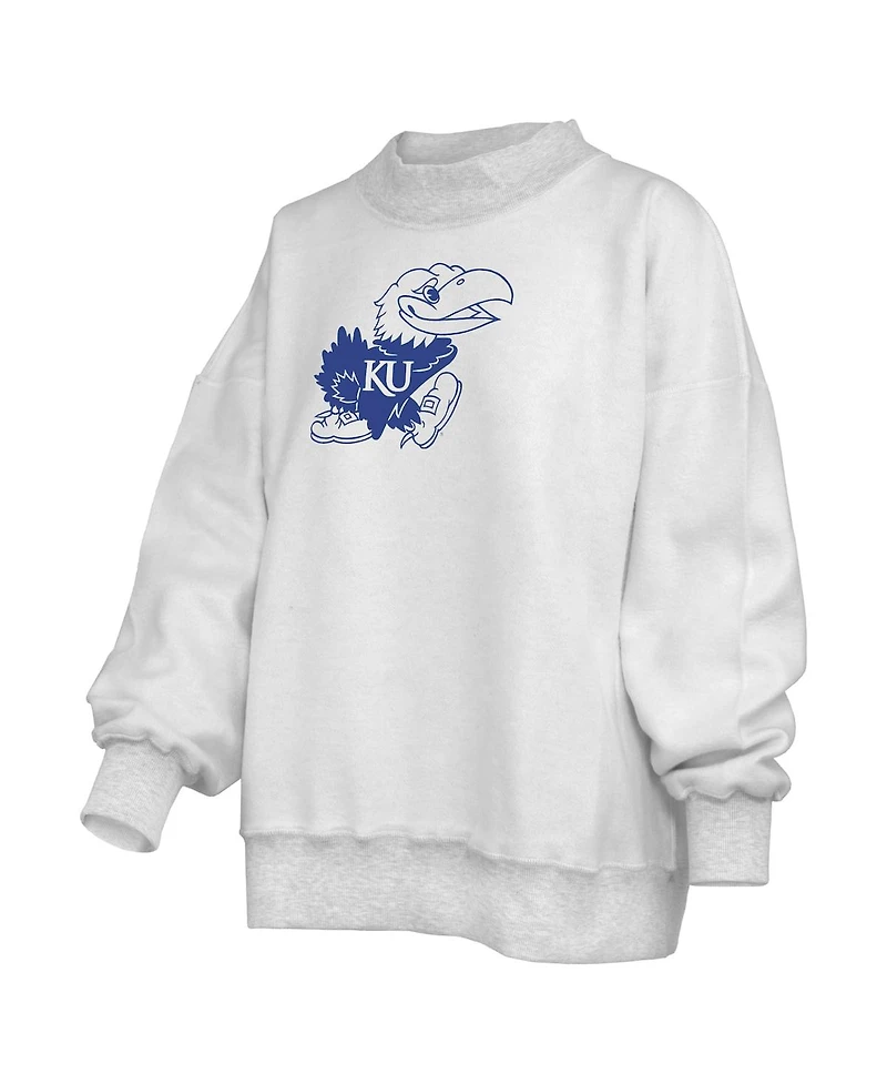 Pressbox Women's Heather Gray Kansas Jayhawks Reversible Sweatshirt