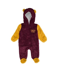 Outerstuff Baby Boys and Girls Burgundy Washington Commanders Stay Napping Fleece Bunting Full-Zip Sleeper