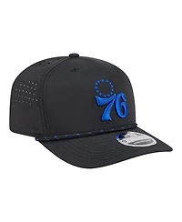 New Era Men's Black Philadelphia 76ers Sport Rope Vented Stretch-Snap 9SEVENTY Hat
