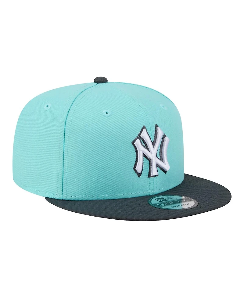 New Era Men's Turquoise/Charcoal New York Yankees Two-Tone Color Pack 9FIFTY Snapback Hat