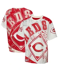Outerstuff Big Boys and Girls Cream Cincinnati Reds League Top Player Bold All-Over-Print T-Shirt