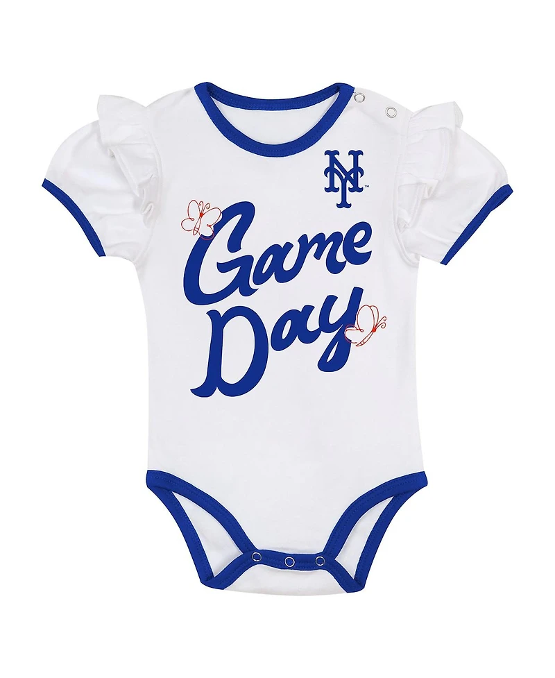 Outerstuff Baby Girls New York Mets Bodysuit, Headband and Skirt Set