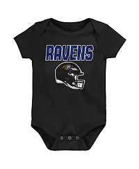 Outerstuff Baby Boys and Girls 3-Pack Baltimore Ravens Littlest Player Bodysuit Set