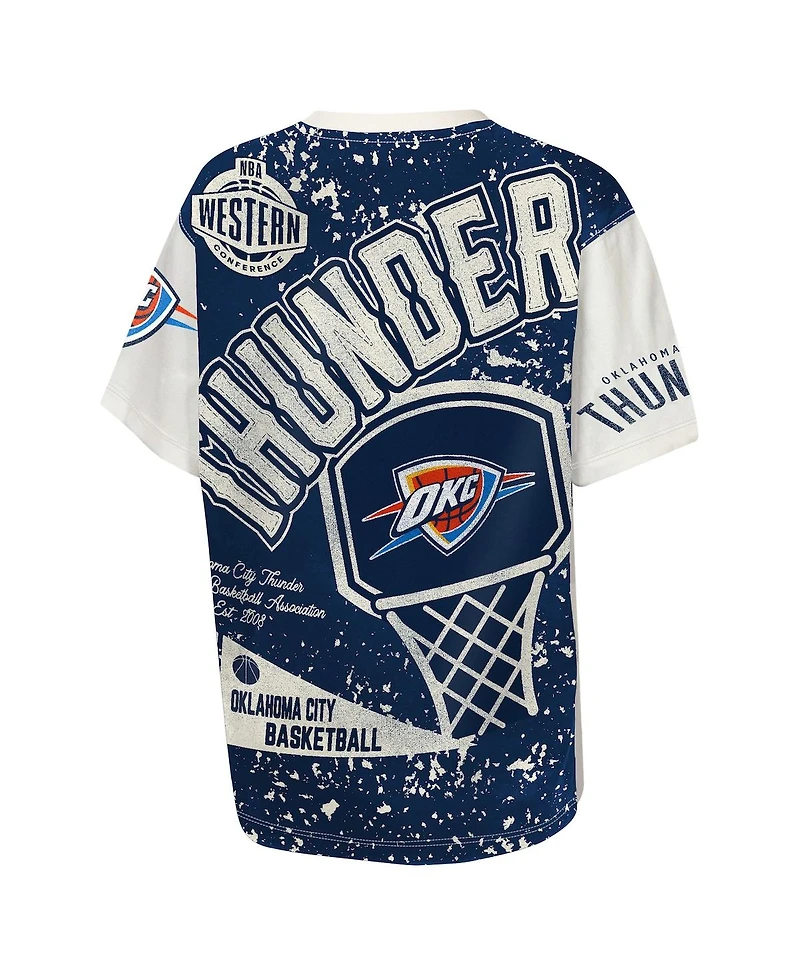 Outerstuff Big Boys and Girls Cream Oklahoma City Thunder Top Player All-Over-Print T-Shirt