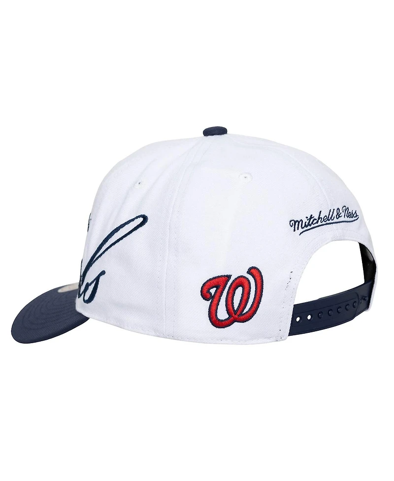 Mitchell & Ness Men's and Women's White/Navy Washington Nationals Xl Script Pro Crown Adjustable Hat