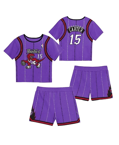 Mitchell & Ness Preschool 2-Pack Vince Carter Purple Toronto Raptors Play by Place T-Shirt and Shorts Set