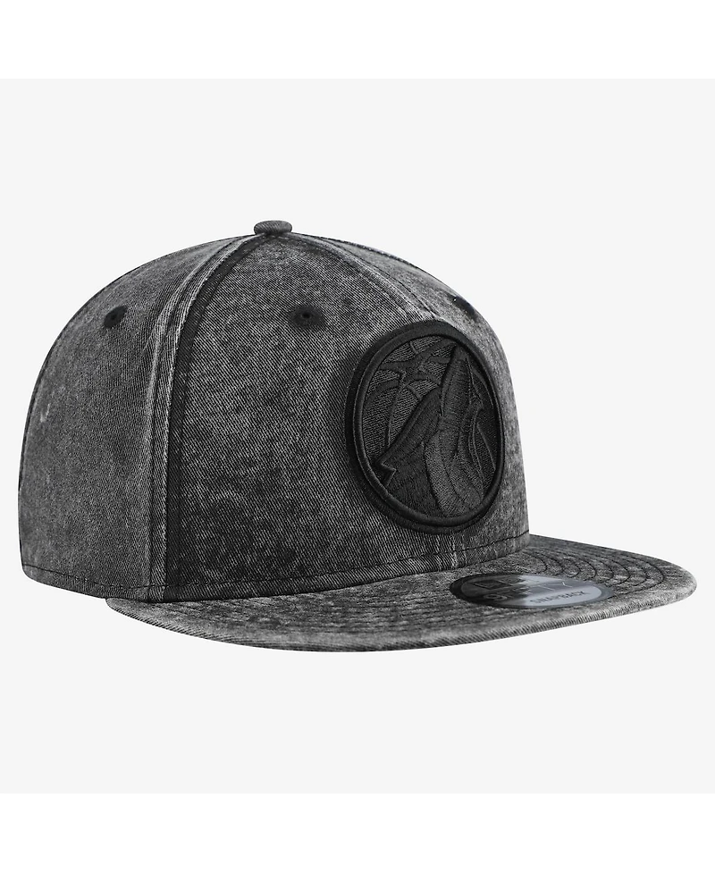 New Era Men's Black Minnesota Timberwolves Washed Tonal 9FIFTY Snapback Hat