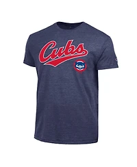 Champion Men's Navy Chicago Cubs Cooperstown Wordmark Lockup Tri-Blend T-Shirt