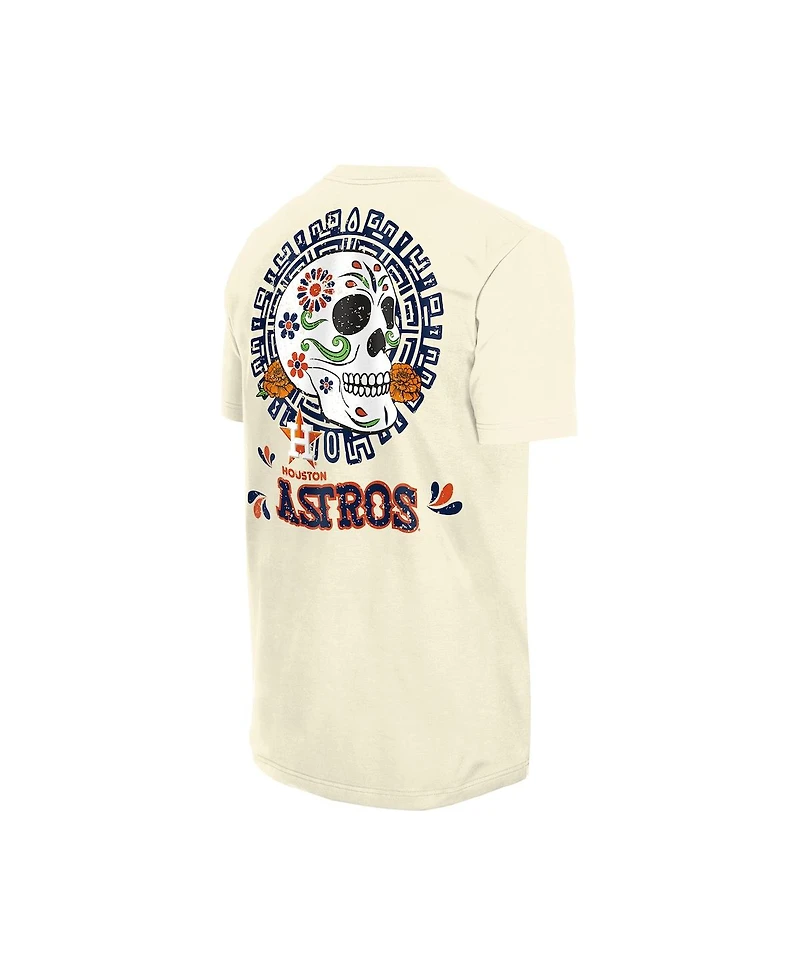 New Era Men's Natural Houston Astros Dia de los Muertos Sugar Skull T-Shirt