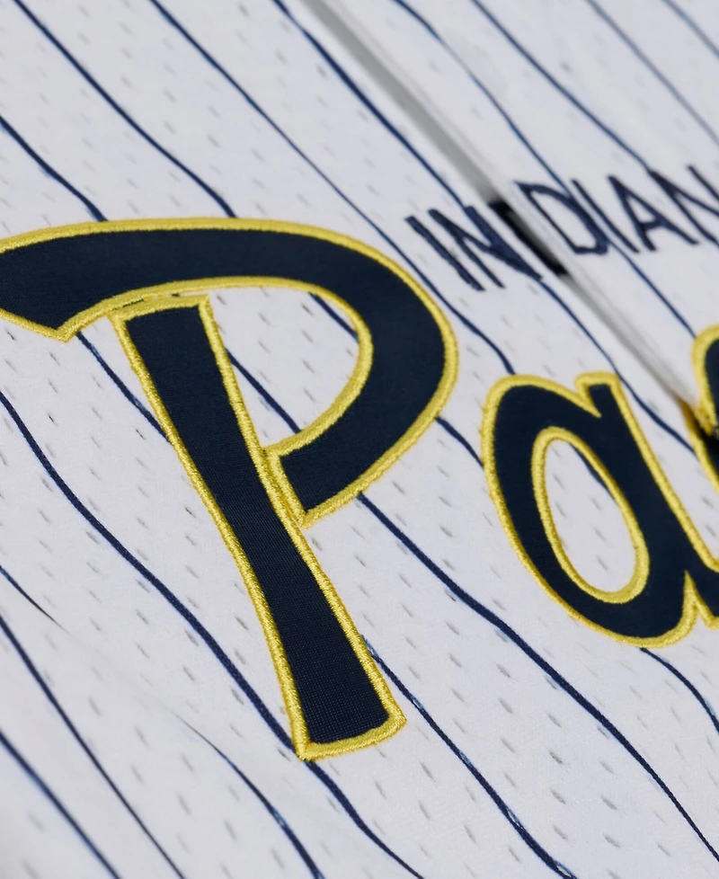 Mitchell & Ness Men's White Indiana Pacers Head Coach Pinstripe Mesh Full-Button Baseball Jersey
