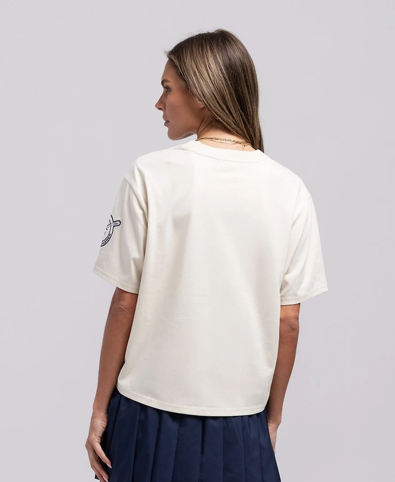 Mitchell & Ness Women's Cream San Diego Padres Cooperstown Yacht Rock Boxy Cropped T-Shirt