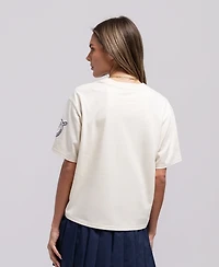 Mitchell & Ness Women's Cream San Diego Padres Cooperstown Yacht Rock Boxy Cropped T-Shirt
