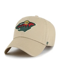 '47 Brand Men's Khaki Minnesota Wild Logo Clean Up Adjustable Hat