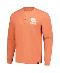 Margaritaville Men's Coral Cleveland Browns Five O'clock Henley Long Sleeve T-Shirt