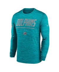 Nike Men's Aqua Miami Dolphins Sideline Offensive Transition Velocity Dri-fit Long Sleeve T-Shirt