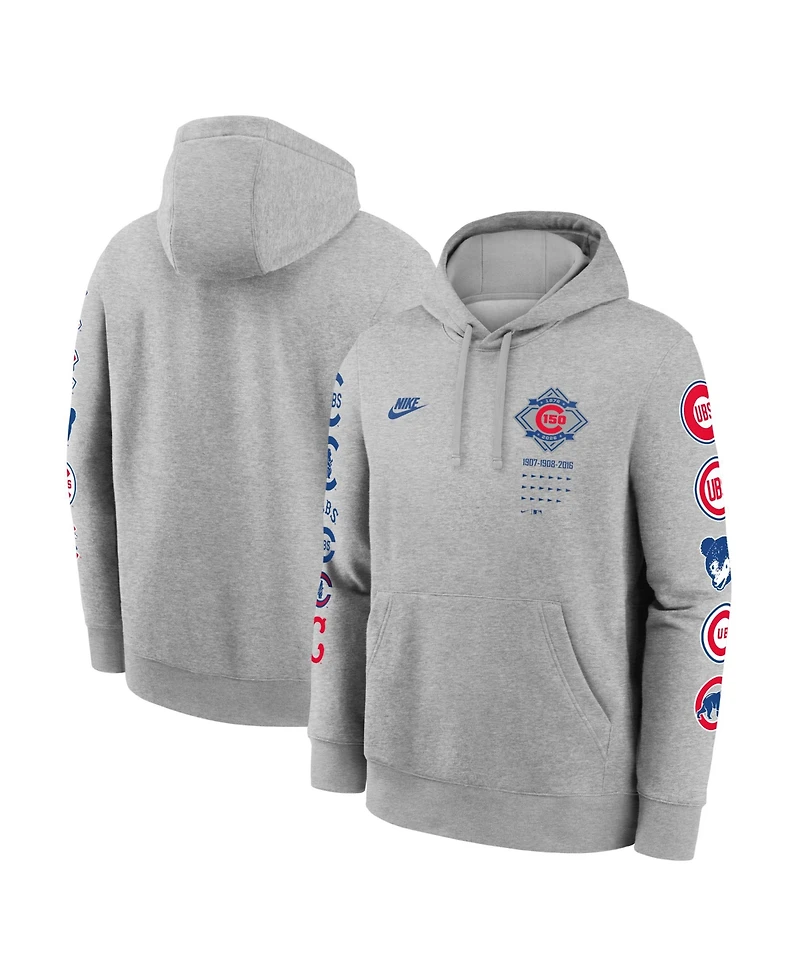 Nike Men's Heather Gray Chicago Cubs 150th Anniversary Club Hoodie