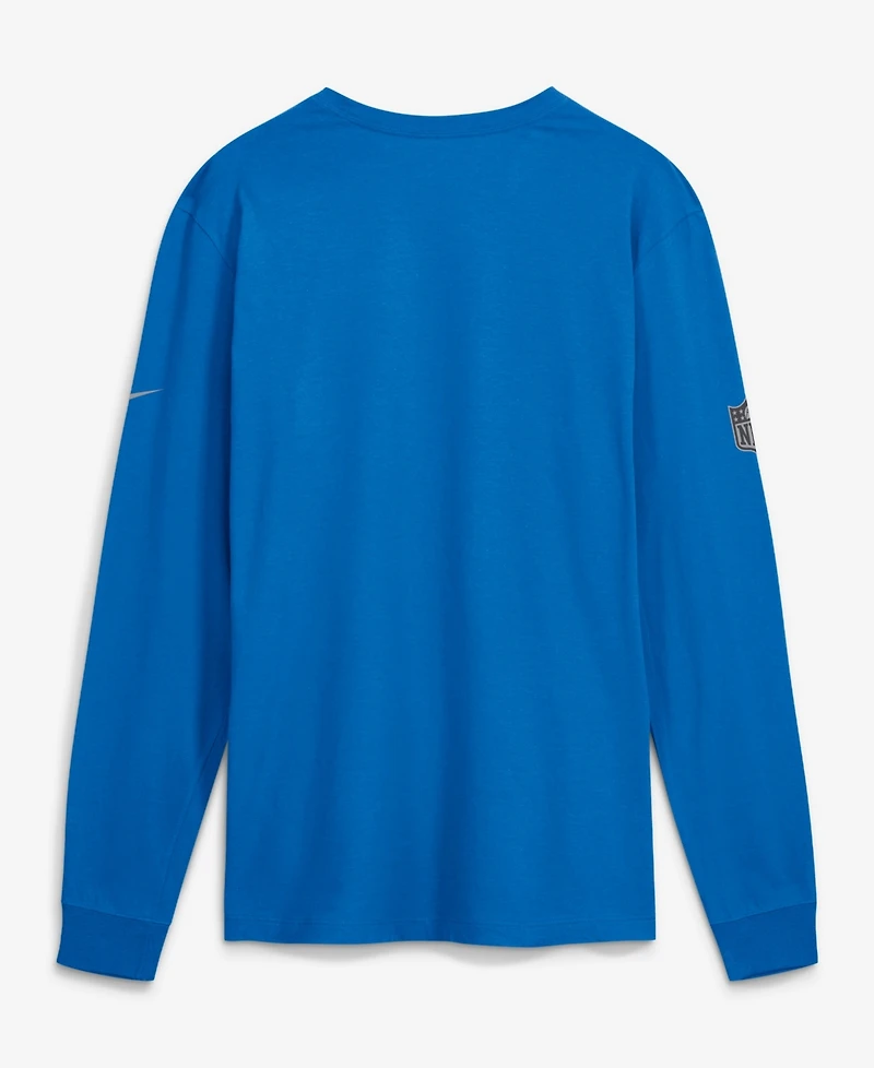 Nike Men's Blue Detroit Lions Sideline Bold Arch Star Dri-fit Long Sleeve T-Shirt