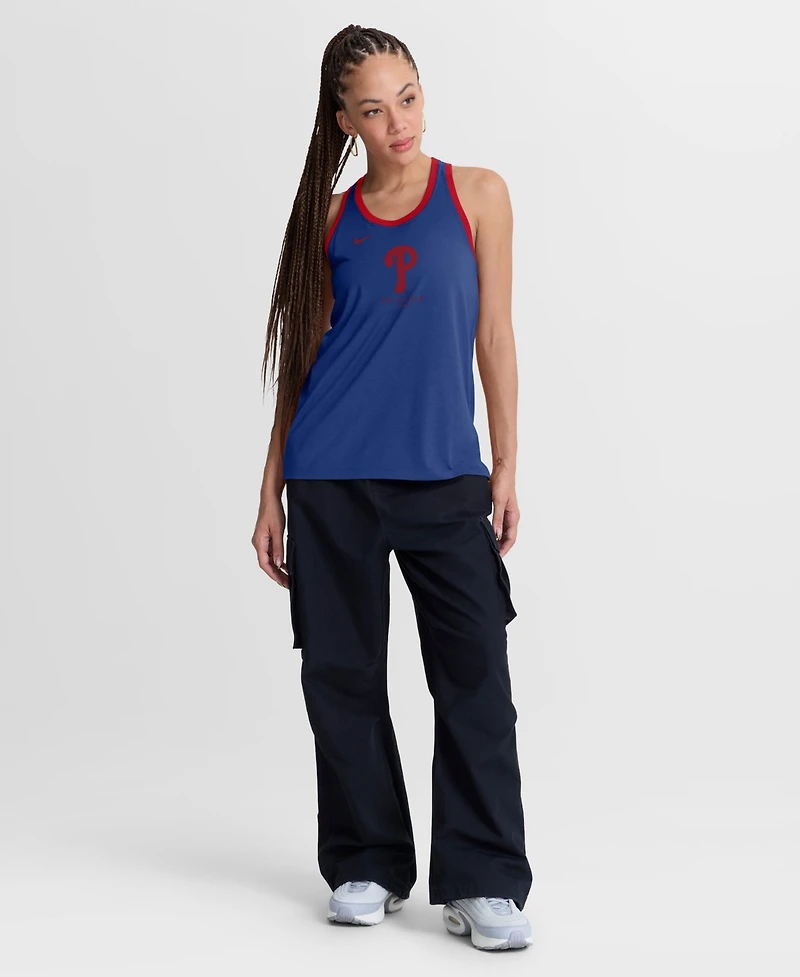 Nike Women's Royal Philadelphia Phillies Tri-Blend Dri-fit Racerback Tank Top