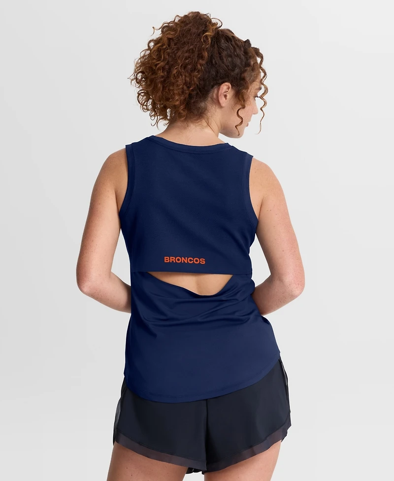Fanatics Women's Navy Denver Broncos Draped Mesh Back Performance Tank Top