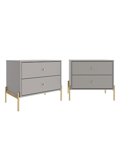 Manhattan Comfort Jasper 2-Piece 25" 2-Drawer Nightstands