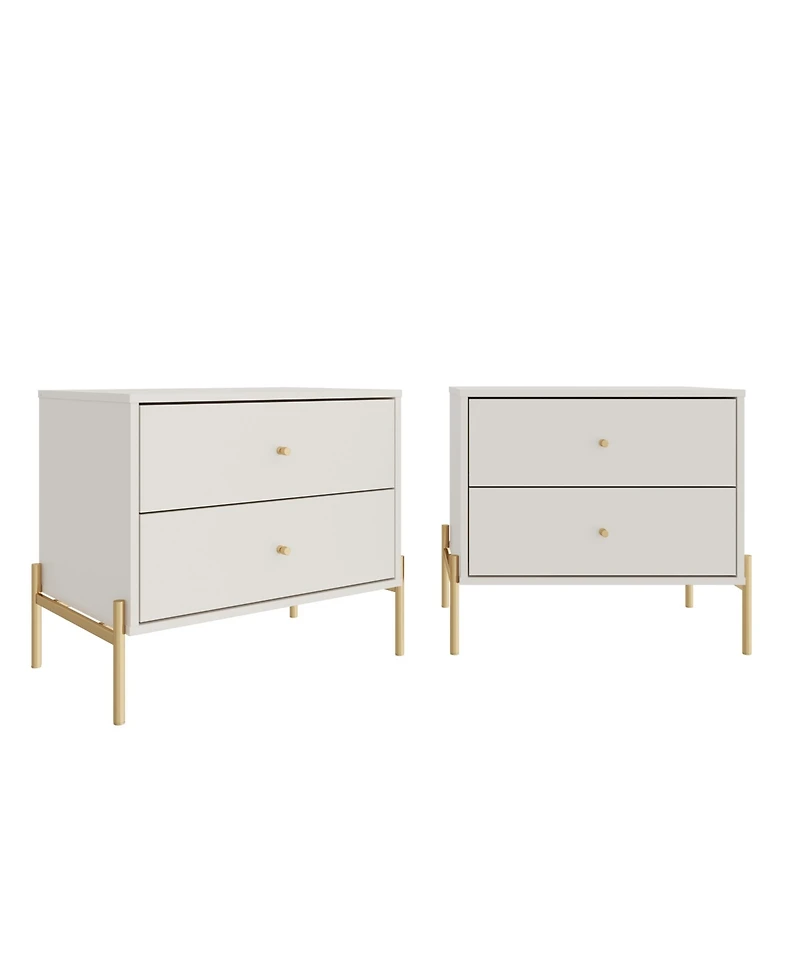 Manhattan Comfort Jasper 2-Piece 25" 2-Drawer Nightstands