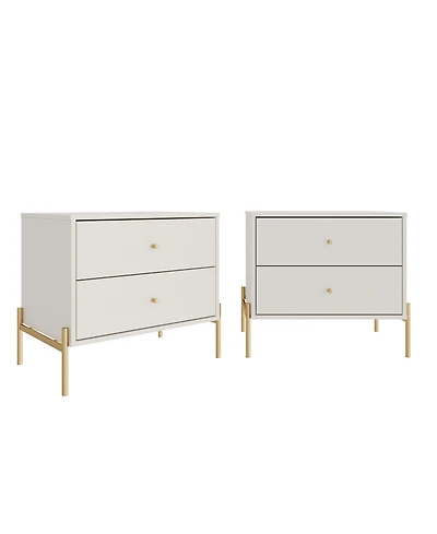 Manhattan Comfort Jasper 2-Piece 25" 2-Drawer Nightstands