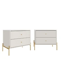 Manhattan Comfort Jasper 2-Piece 25" 2-Drawer Nightstands