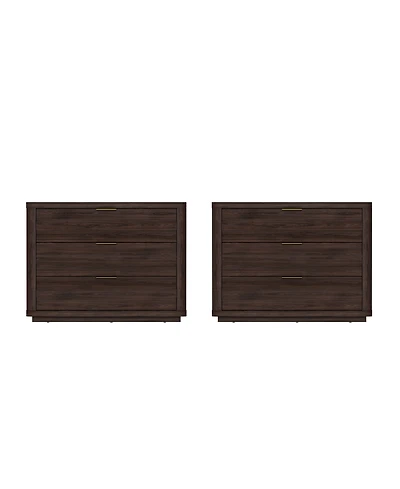 Manhattan Comfort Evelyn 2-Piece 32" 3-Drawer Nightstands