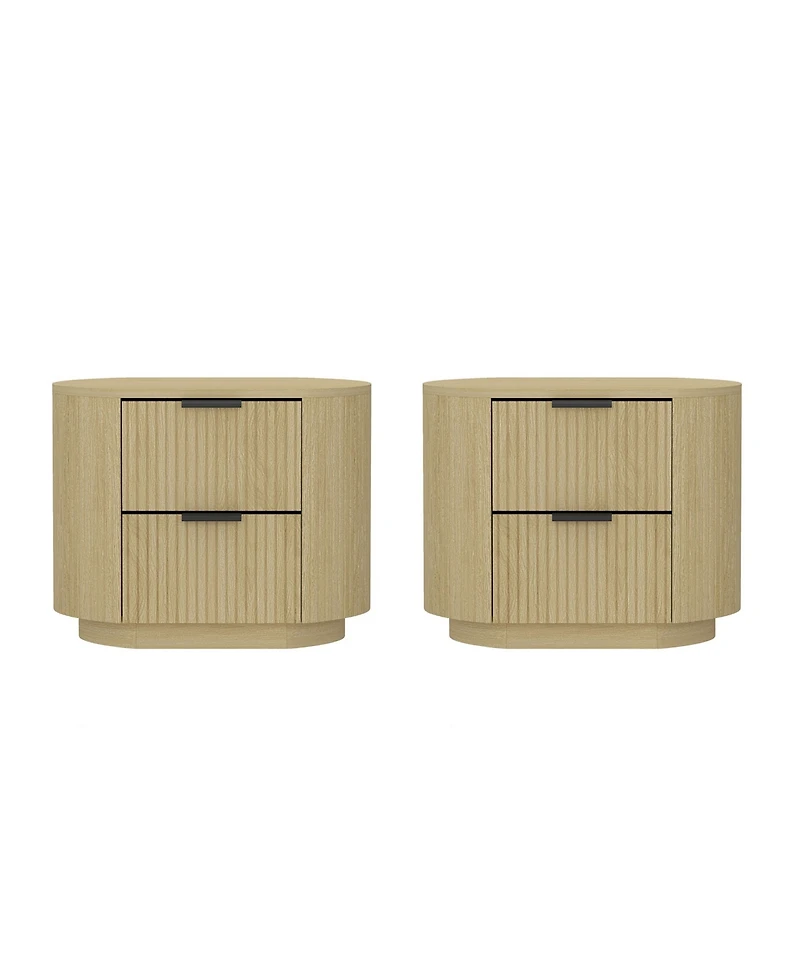 Manhattan Comfort Olivia 2-Piece 27" 2-Drawer Nightstands