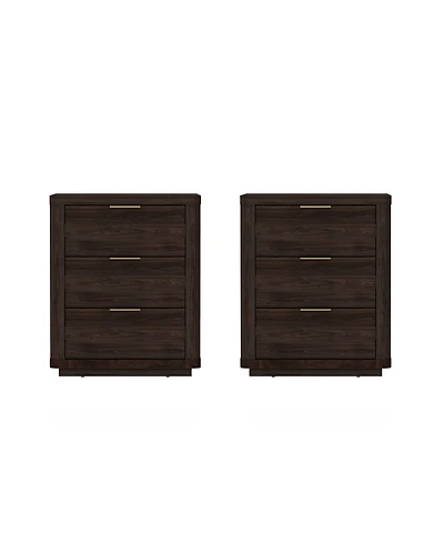 Manhattan Comfort Evelyn 2-Piece 20" 3-Drawer Nightstands