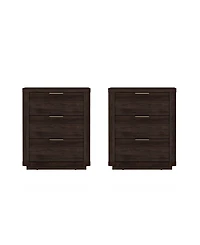 Manhattan Comfort Evelyn 2-Piece 20" 3-Drawer Nightstands