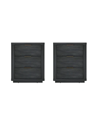 Manhattan Comfort Evelyn 2-Piece 20" 3-Drawer Nightstands
