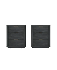 Manhattan Comfort Evelyn 2-Piece 20" 3-Drawer Nightstands