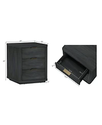 Manhattan Comfort Evelyn 2-Piece 20" 3-Drawer Nightstands