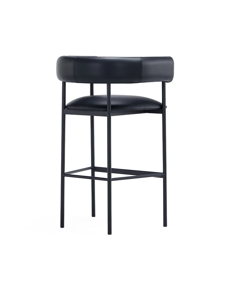Manhattan Comfort Onda 24.4" Contemporary Faux Leather Upholstered Metal Barstool