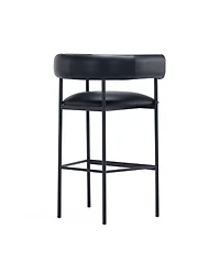 Manhattan Comfort Onda 24.4" Contemporary Faux Leather Upholstered Metal Barstool