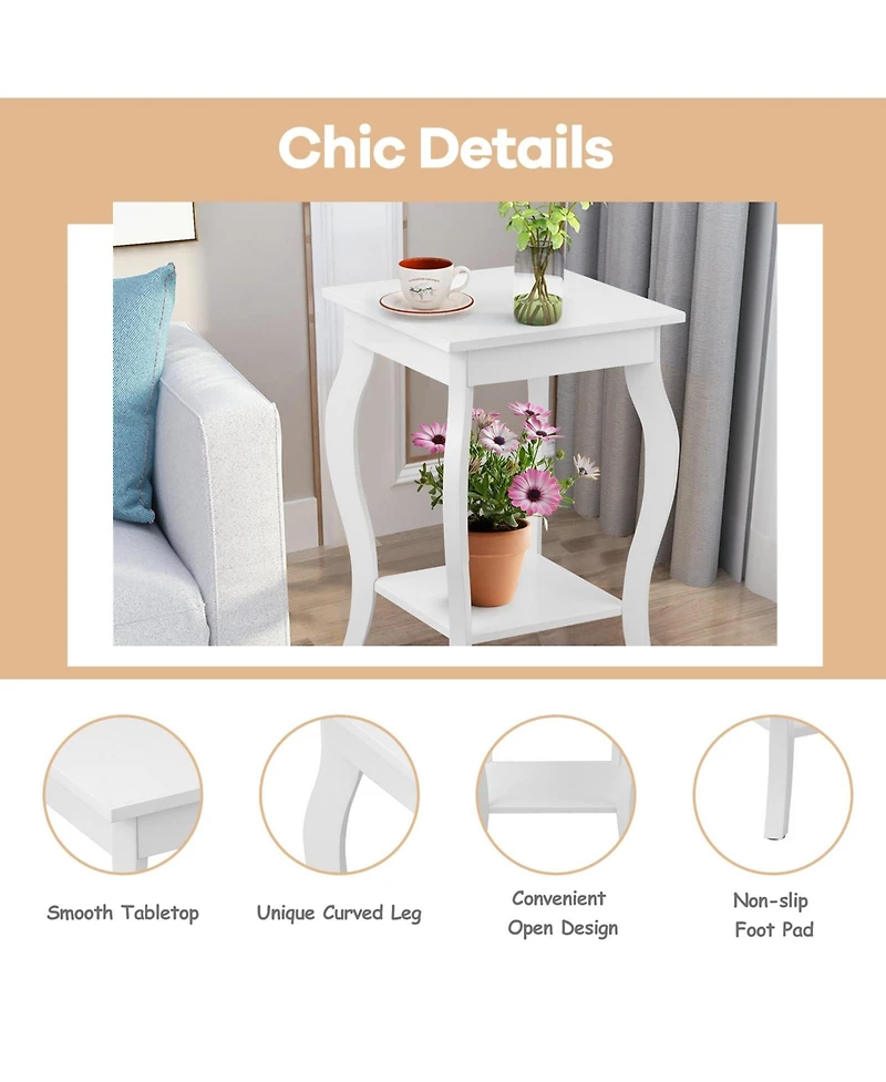 sumyeg Set of 2 Accent Side Tables with Shelf