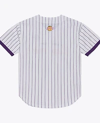 Mitchell & Ness Men's White Los Angeles Lakers Head Coach Pinstripe Mesh Full-Button Baseball Jersey