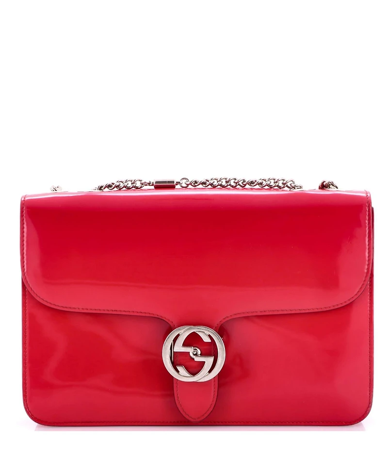 Pre-Owned Gucci Medium Interlocking Shoulder Bag Patent