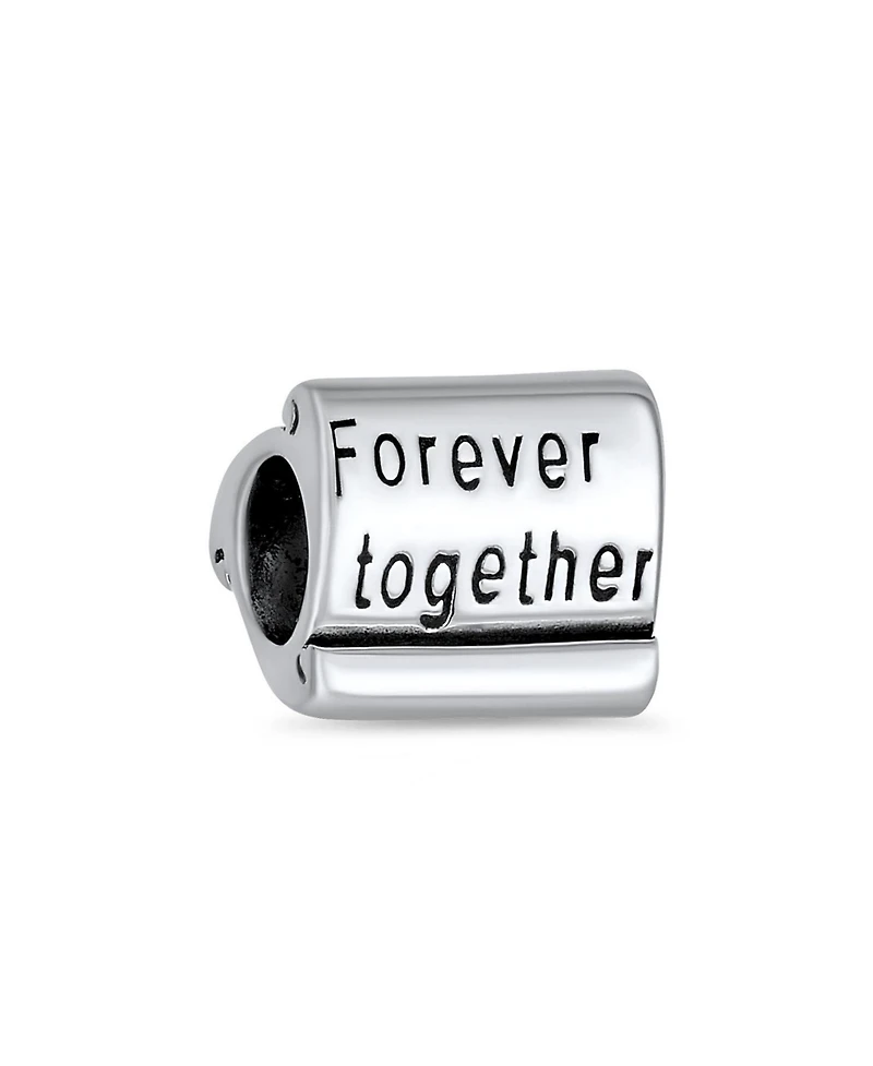 Bling Jewelry Valentine Lover Words Forever Together Charm Bead For .925 Sterling Silver Fits European Bracelet
