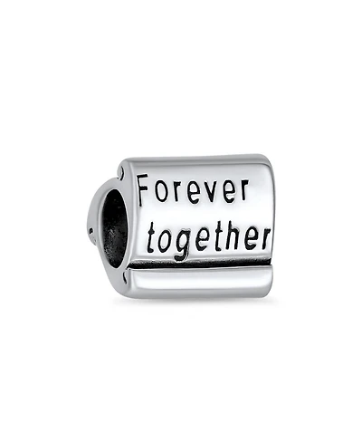 Bling Jewelry Valentine Lover Words Forever Together Charm Bead For .925 Sterling Silver Fits European Bracelet