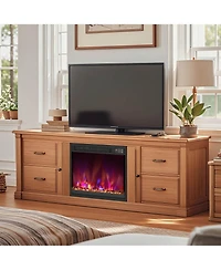 Costway 18" Electric Fireplace Insert Recessed 1500W Fireplace Heater with Remote Control
