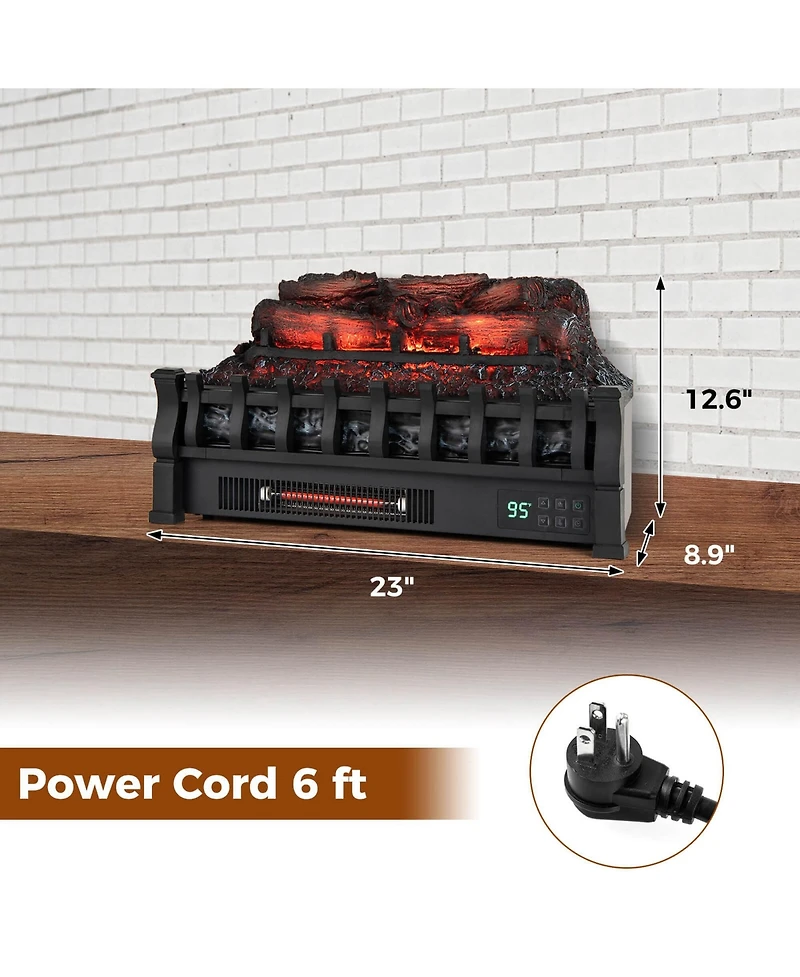 Costway 23 Inch Electric Fireplace Heater Fireplace Logs Inserts Infrared Quartz Heater