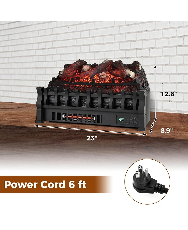 Costway 23" Electric Fireplace Heater Fireplace Logs Inserts Infrared Quartz Heater
