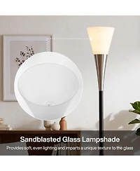 Tribesigns 72.8" Farmhouse Floor Lamp with Sandblasted Glass Lampshade, Tall Standing Floor Lamp with Foot Pedal Switch
