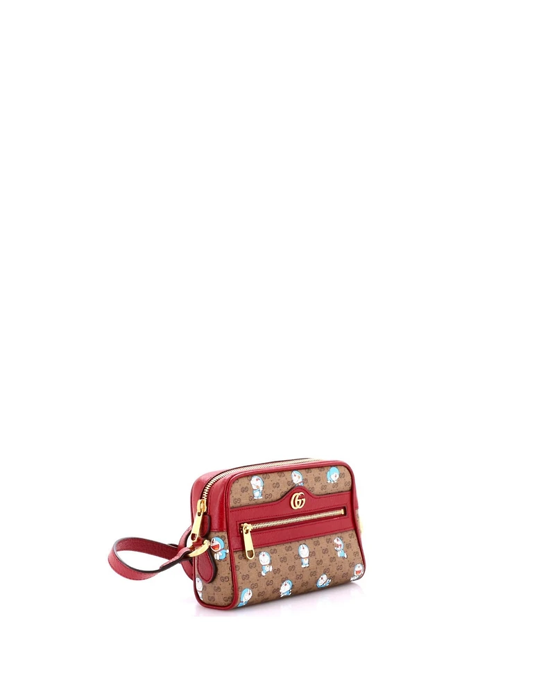 Pre-Owned Gucci Mini Doraemon Crossbody Bag Printed Gg Coated Canvas